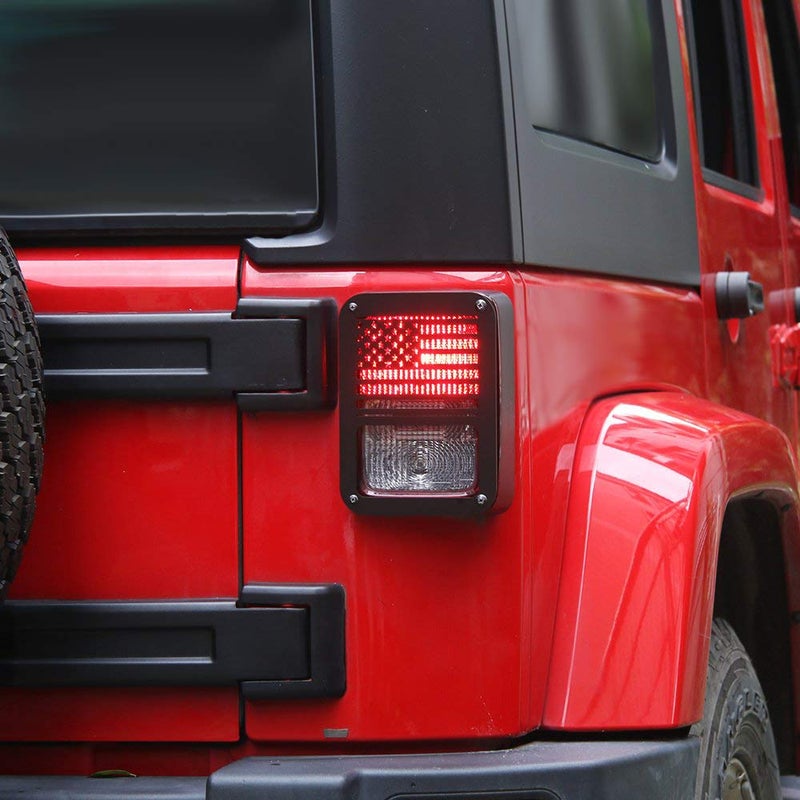 Hooke Road JK Tail Light Cover Taillight Guard US Flag Cage Compatible with Jeep JK Wrangler & Wrangler Unlimited 2007-2018 - Pair (Black,Old Glory) - Image 3